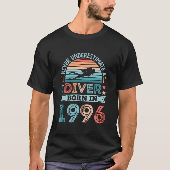 Diver Born In 1996 Diving Dive T-Shirt (Front)