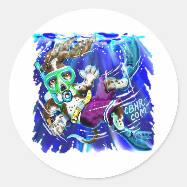 Diver Dog Classic Round Sticker (Front)