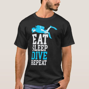 Diver Down Dive Flag Scuba Diving Eat Sleep Repeat T-Shirt