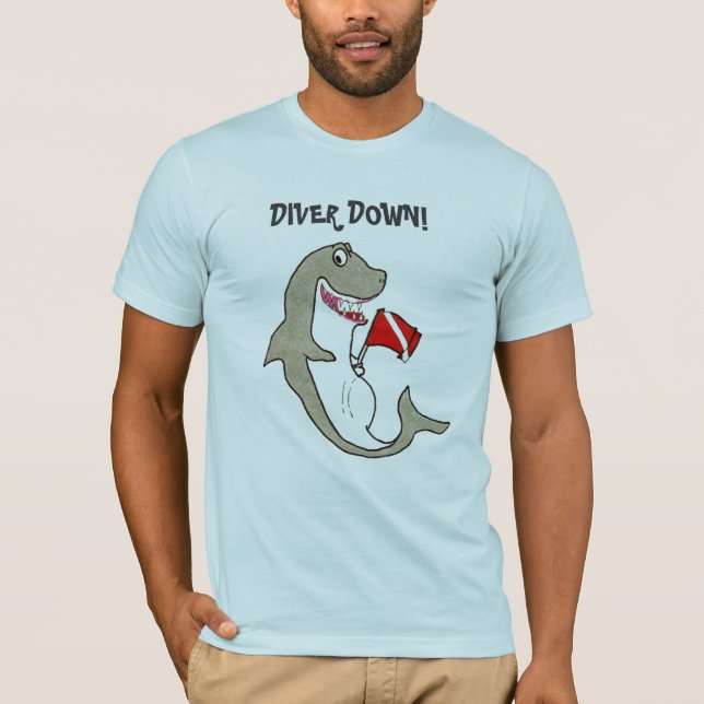 Diver down Fat Happy Shark T-Shirt (Front)
