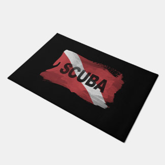 Diver Down flag brush stroke, Dive flag Doormat