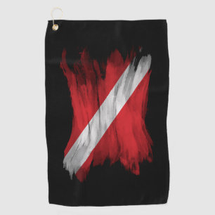 Diver Down flag brush stroke, Dive flag Golf Towel