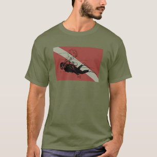 Diver down flag with retro diver illustration T-Shirt