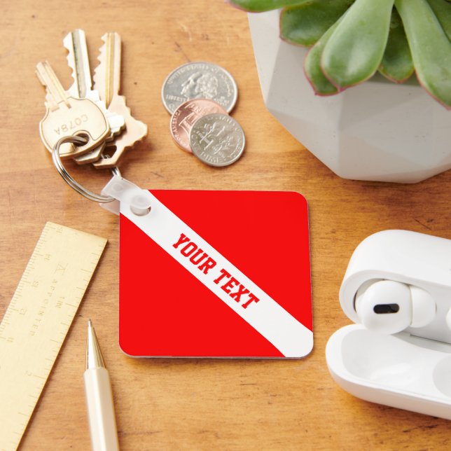Diver Down Flag Your Text Key Ring (Desk)
