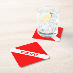 Diver Down Flag Your Text Square Paper Coaster