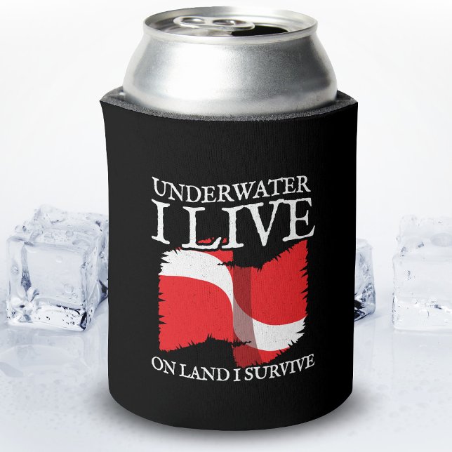 Diver Down - Scuba Diving Quotes - Scuba Diver Can Cooler (Creator Uploaded)