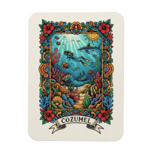 Diver in Cozumel Mexico Travel Magnet