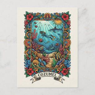 Diver in Cozumel Mexico Travel Postcard