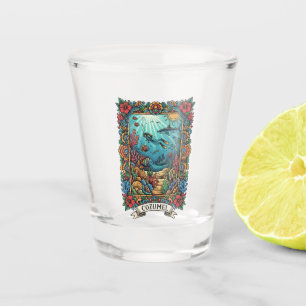 Diver in Cozumel Mexico Travel Shot Glass