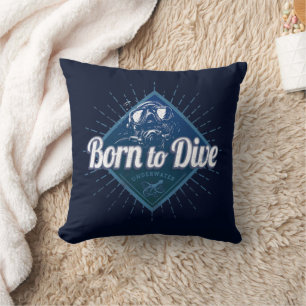 Diver retro Scuba Diving School Vintage Ocean Cushion