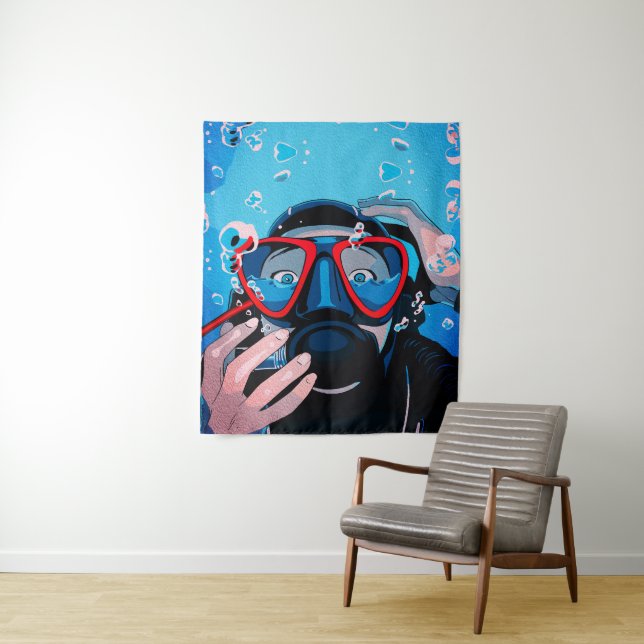 Diver’s Surprise – Underwater Adventure Tapestry (In Situ)
