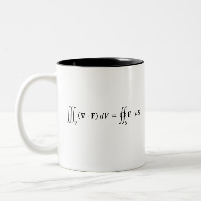 divergence theorem equation, math basics Two-Tone coffee mug (Left)