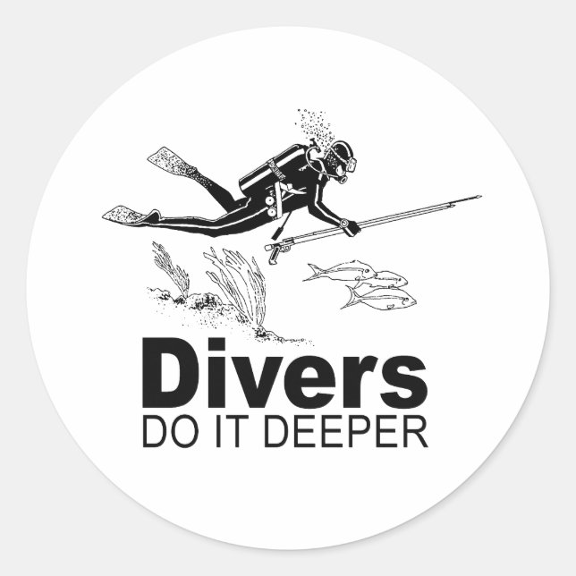 divers do it deeper classic round sticker (Front)