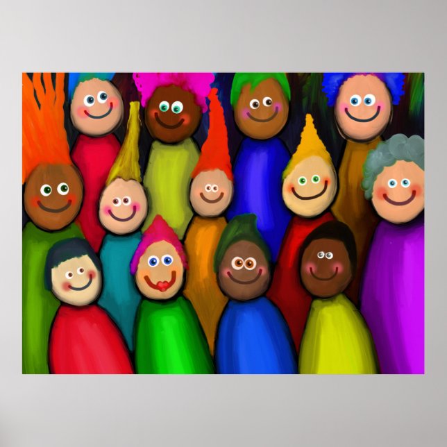 Diverse Crowd of People Painting Poster (Front)