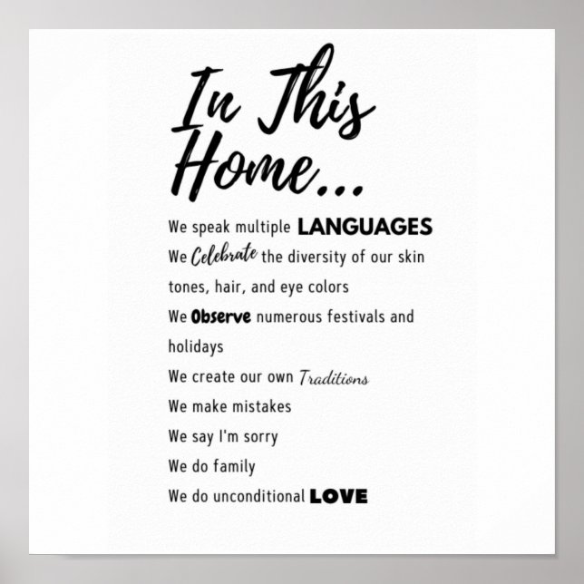 Diverse family products poster (Front)