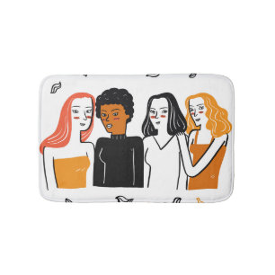 Diverse girls, various nationalities together. bath mat