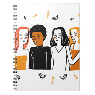 Diverse girls, various nationalities together. notebook