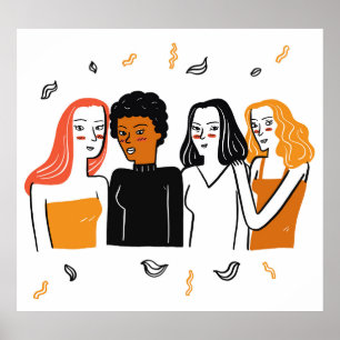 Diverse girls, various nationalities together. poster