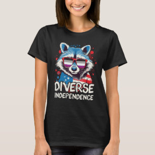 Diverse Independence Raccoon Asexual Sunglasses F T-Shirt