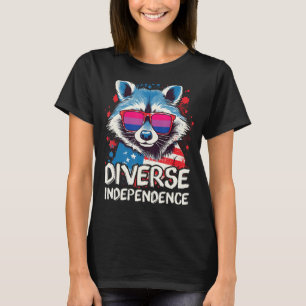 Diverse Independence Raccoon Bisexual Sunglasses F T-Shirt