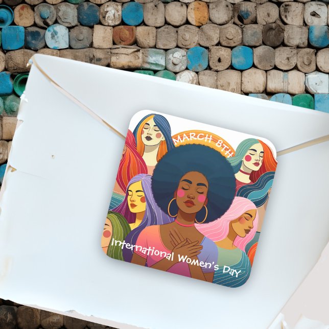 Diverse International Women's Day  Square Sticker (Creator Uploaded)