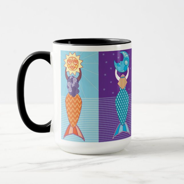 Diverse Mermaids Black Accent Coffee Mug 15 Oz (Left)