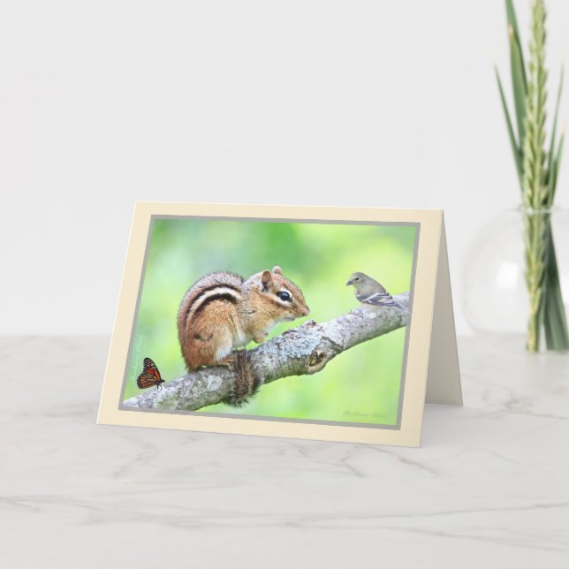 Diverse world: chipmunk,bird, flower card (Front)