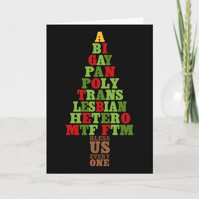 Diversity Christmas Tree Text Holiday Card (Front)