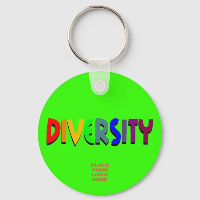 Diversity Custom Bright Green Keychain (Front)