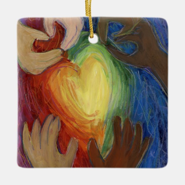 Diversity DEI Hearts Holiday Gift Ornaments (Front)