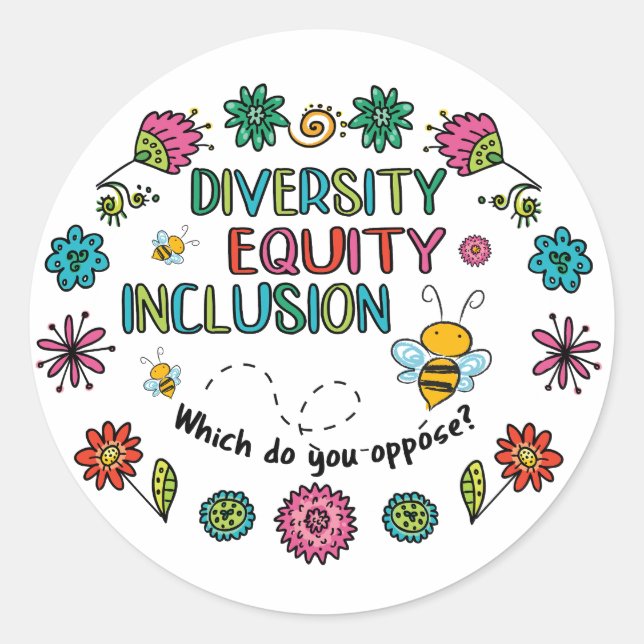 Diversity Equity Inclusion Classic Round Sticker (Front)