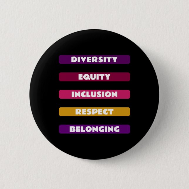 Diversity Equity Inclusion Respect Belonging Pack  6 Cm Round Badge (Front)