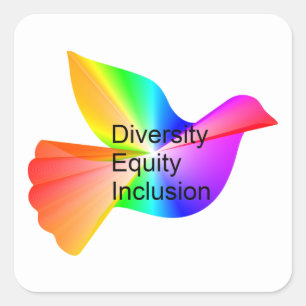 Diversity Equity Inclusion with rainbow peace dove Square Sticker
