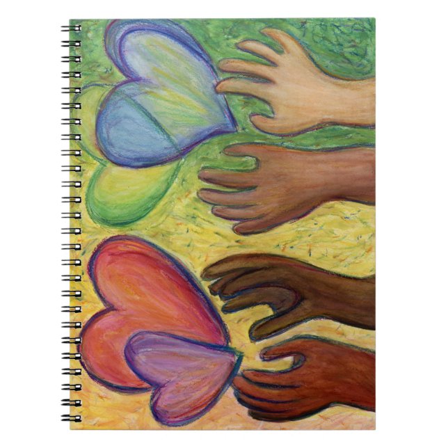 Diversity Hearts Hands Love Art Journal Notebook (Front)