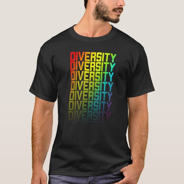 Diversity Lgbtq+ Rainbow Gay Pride Text Fade Graph T-Shirt (Front)