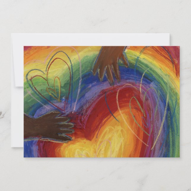 Diversity Love Hearts Hands Colourful Invitation (Front)