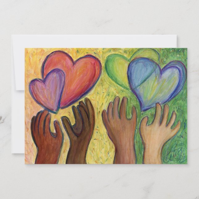 Diversity Love Hearts Hands Colourful Invitations (Front)