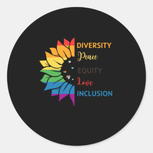 Diversity Peace Equity Love Inclusion – Rainbow Su Classic Round Sticker