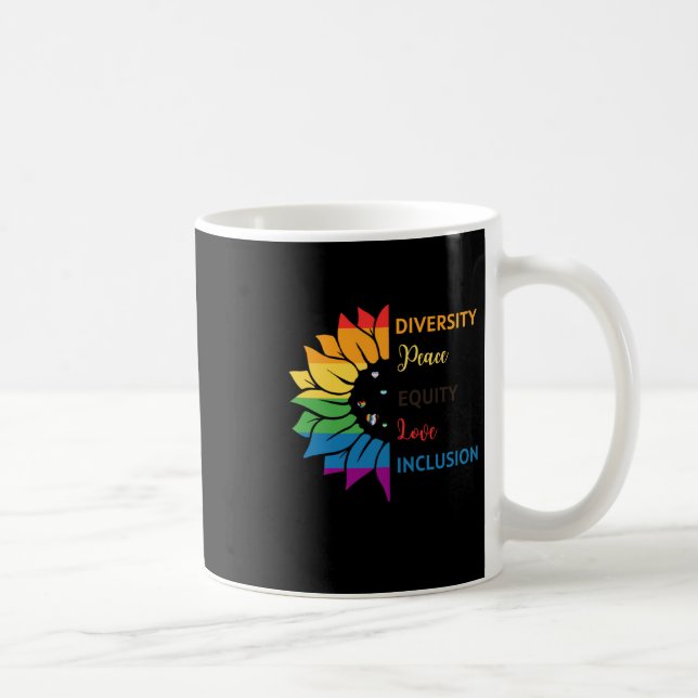Diversity Peace Equity Love Inclusion – Rainbow Su Coffee Mug (Right)