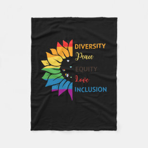 Diversity Peace Equity Love Inclusion – Rainbow Su Fleece Blanket