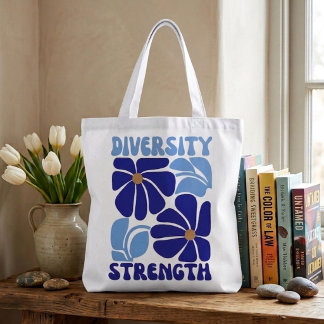 Diversity Strength Retro Floral Typography Tote Bag