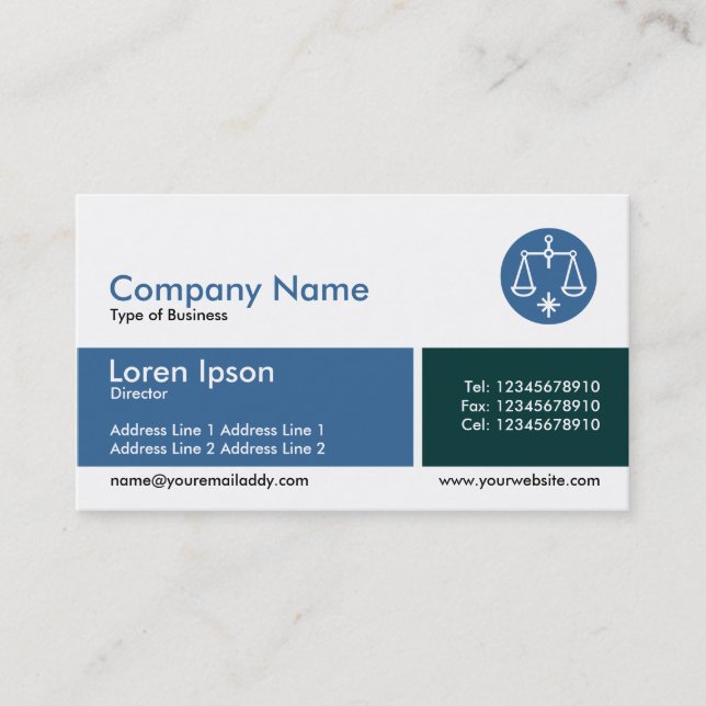 Divided Band Blue and Dark Green Business Card (Front)