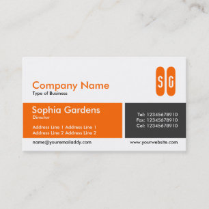 Divided Band - Orange and Dark Grey - Initials Business Card