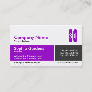Divided Band Purple and Dark Grey - Initials Business Card