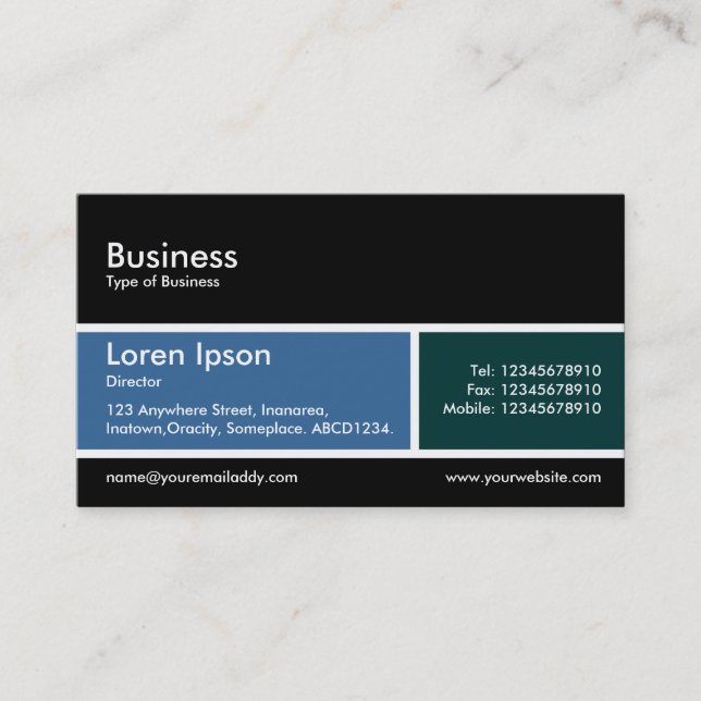 Divided Band v2 Blue and Dark Green Business Card (Front)