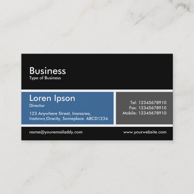 Divided Band v2 Blue and Grey Business Card (Front)