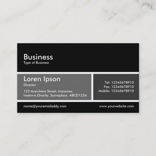 Divided Band v2 Grey and Dark Grey Business Card (Front)
