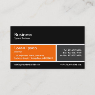 Divided Band v2 Orange and Dark Grey Business Card
