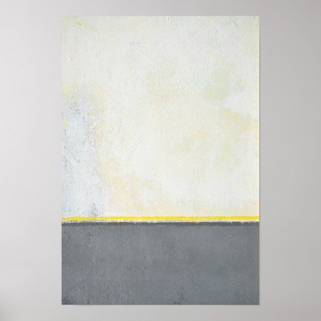 'Divided' Gray and Yellow Abstract Art Poster (Front)
