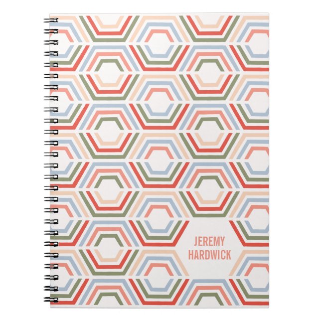 Divided Hexagons Geometric Journal - Crimson (Front)